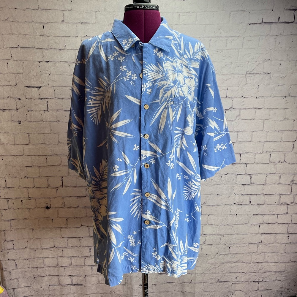 Seven Palm Blue and white Hawaiian print shirt size XL